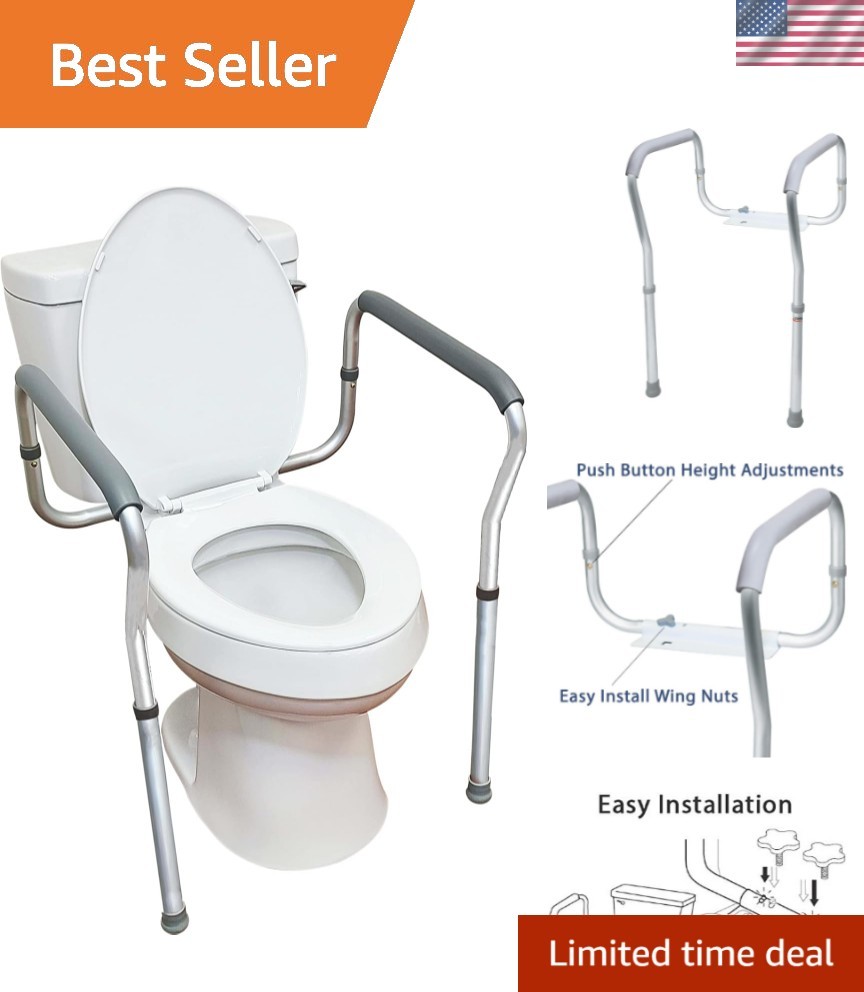 Toilet Safety Rails, Adjustable and Detachable Toilet Safety Frame with Handl...