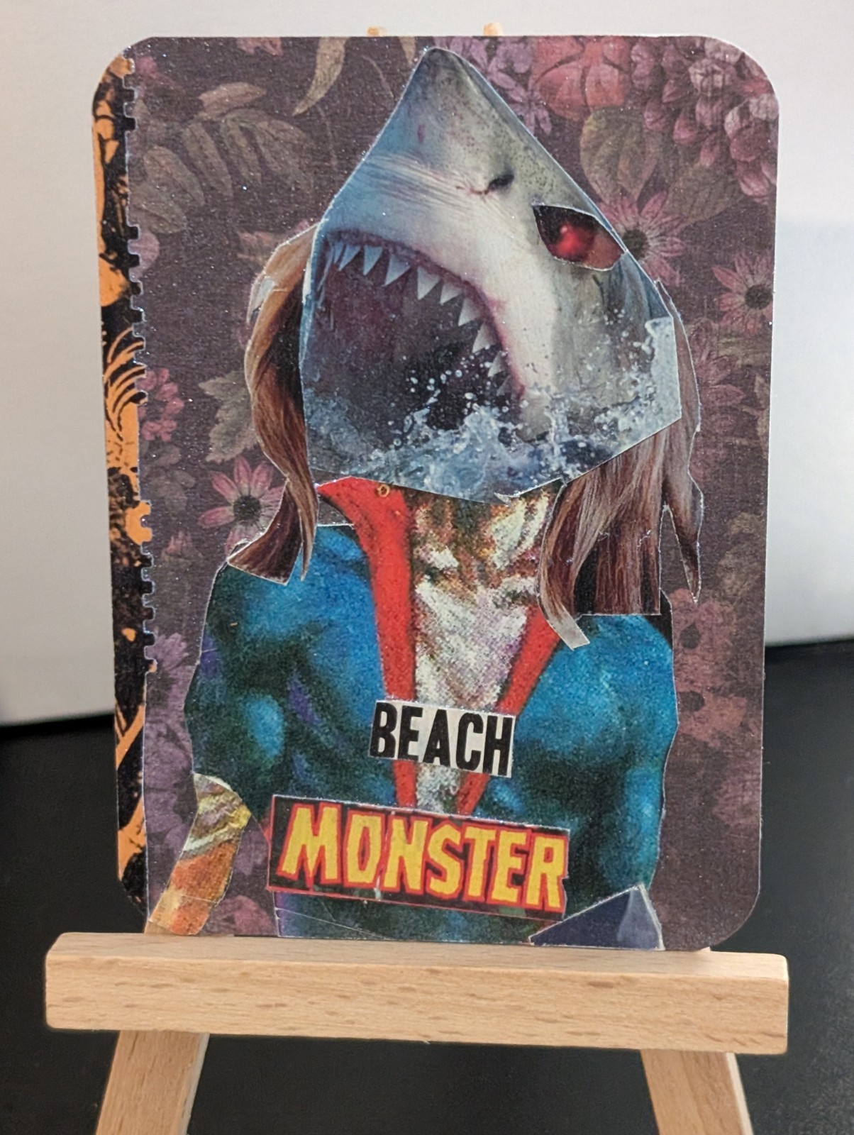 ACEO Art Card Abstract Collage Shark Beach Body By Vic, goobmakes
