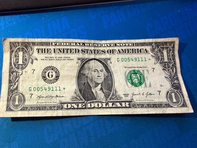 2021 Series $1 One Dollar Bill Fancy Serial Number G00549111 Star Note RARE