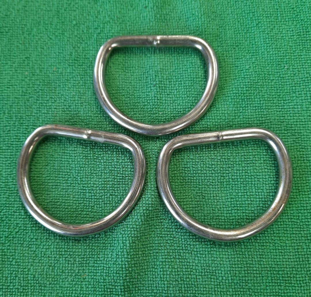 1 1/2" inch HD Welded Steel Nickel plated D-Rings  for 1 1/2" Webbing  3 per lot