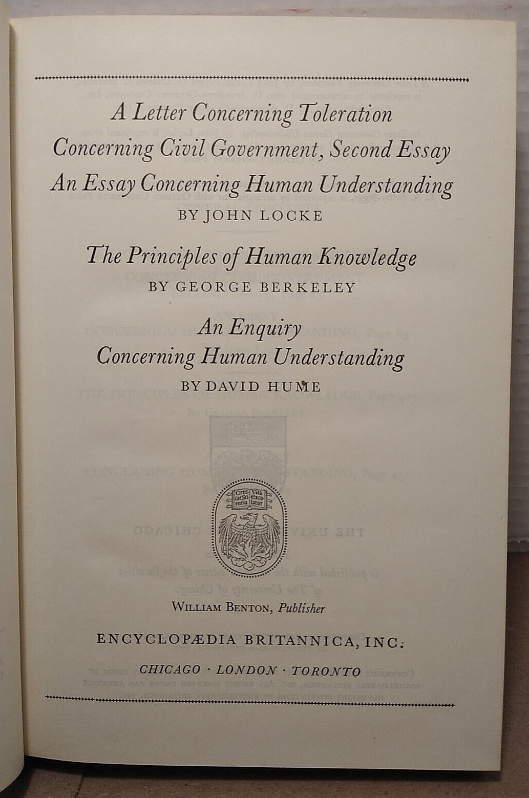 Locke, Berkeley & Hume - 35 - Britannica Great Books of the Western World - 1952