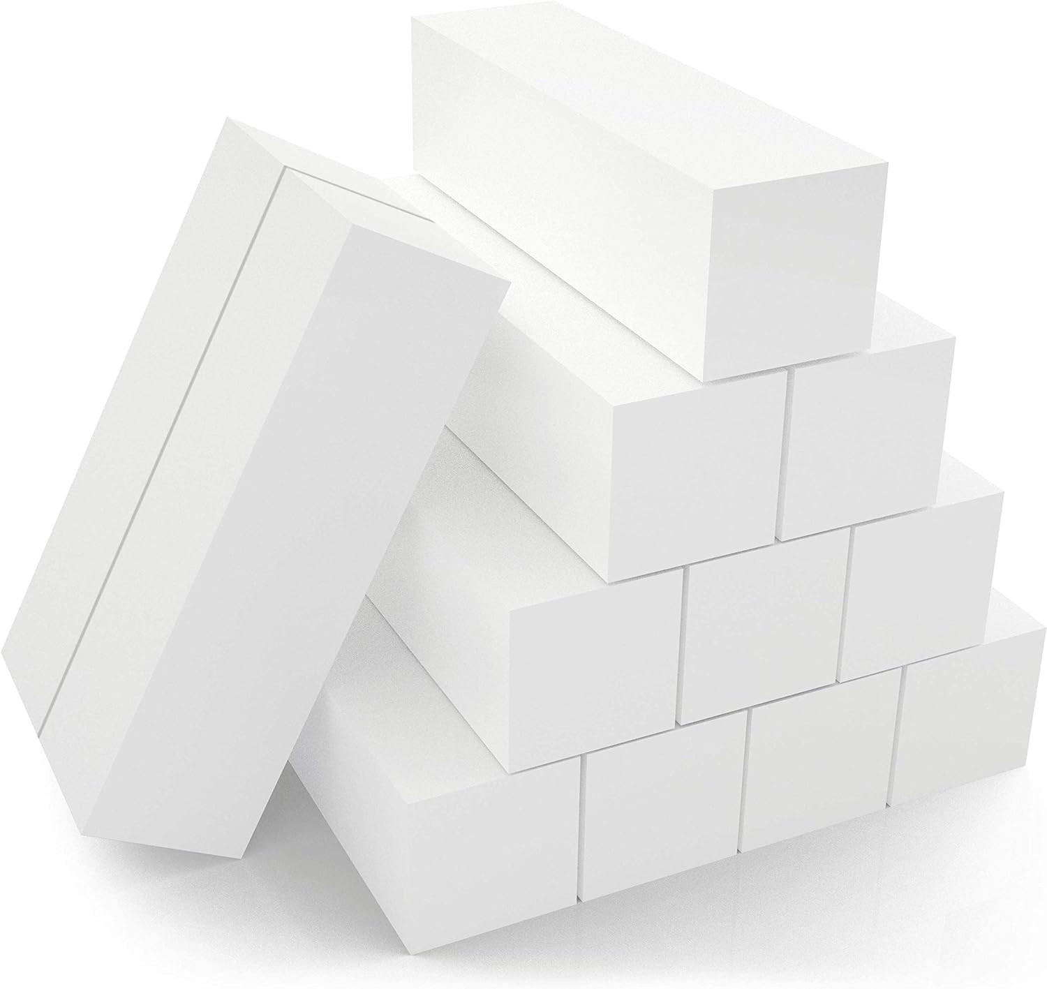 12-Pack, Nail Buffer Blocks for Natural and Acrylic 4 Sided, Medium Grit (White)