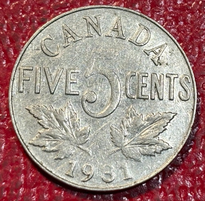 FINE 1931 CANADIAN CANADA NICKEL 5 CENTS COIN-FEB040