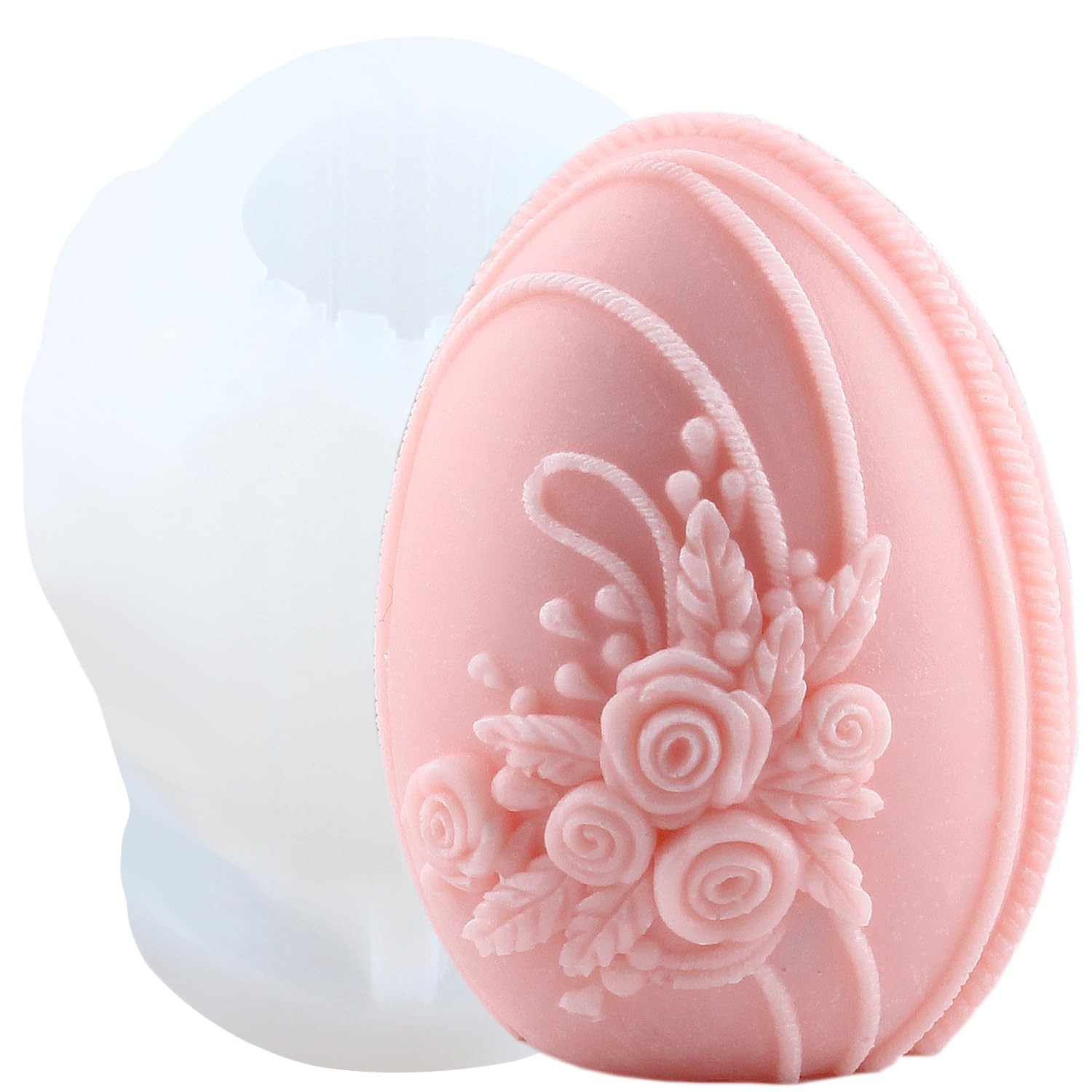 XIAOSHUI Easter Egg Candle Molds Silicone Mold Rose Flower Style I 