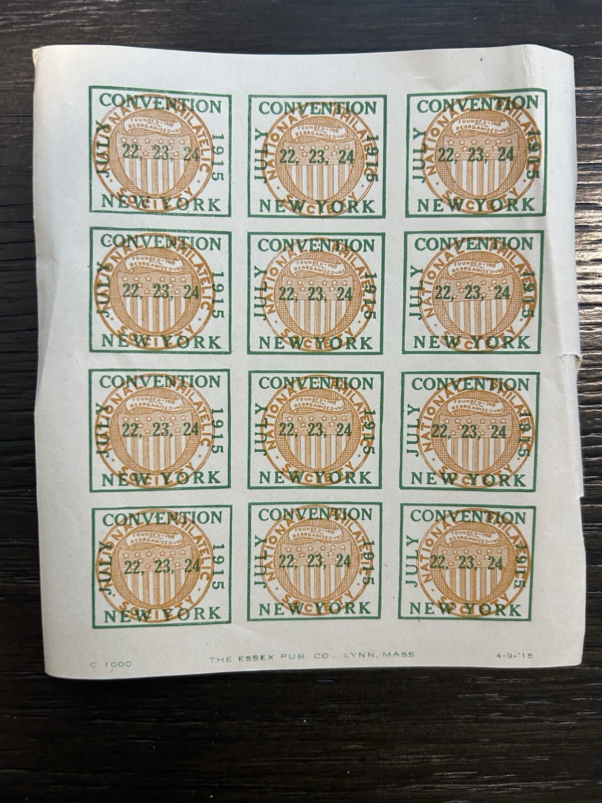 1915 New York Philatelic Convention 12-block Cinderella Stamps!! Rare!