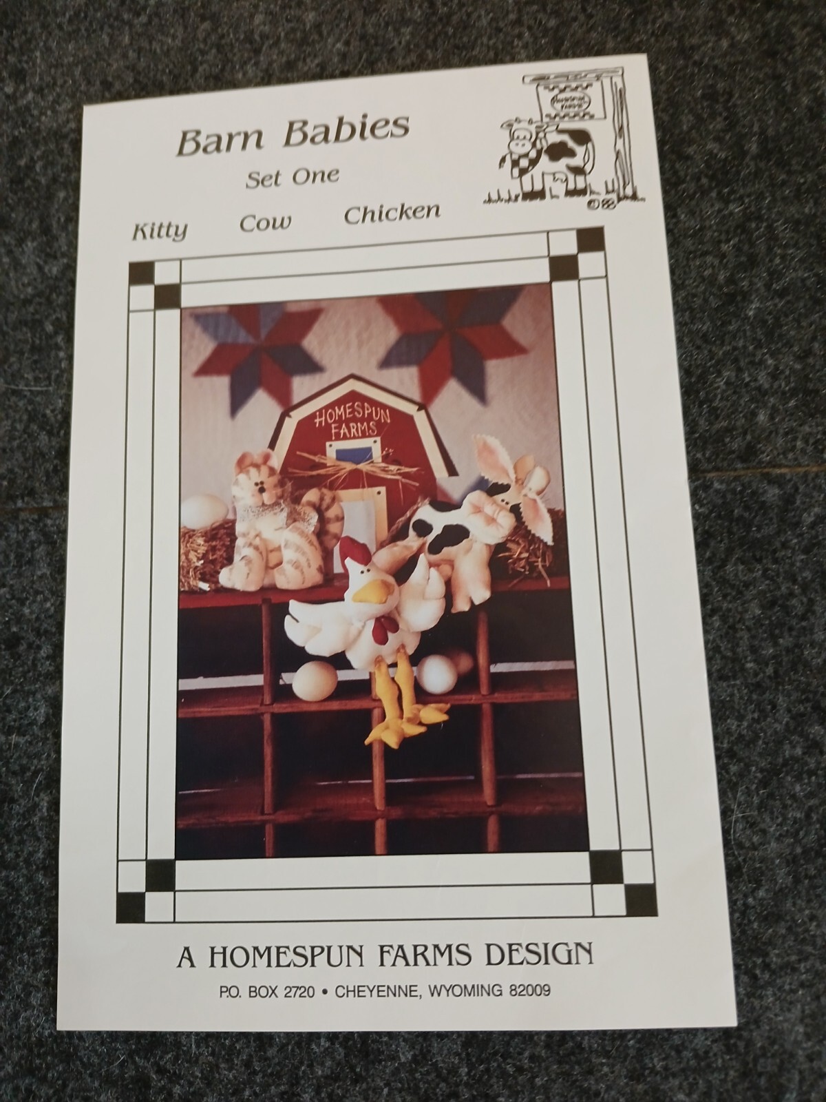 BARN BABIES Set One KITTY COW CHICKEN Pattern Homespun Farms UNCUT VTG U.S.A.