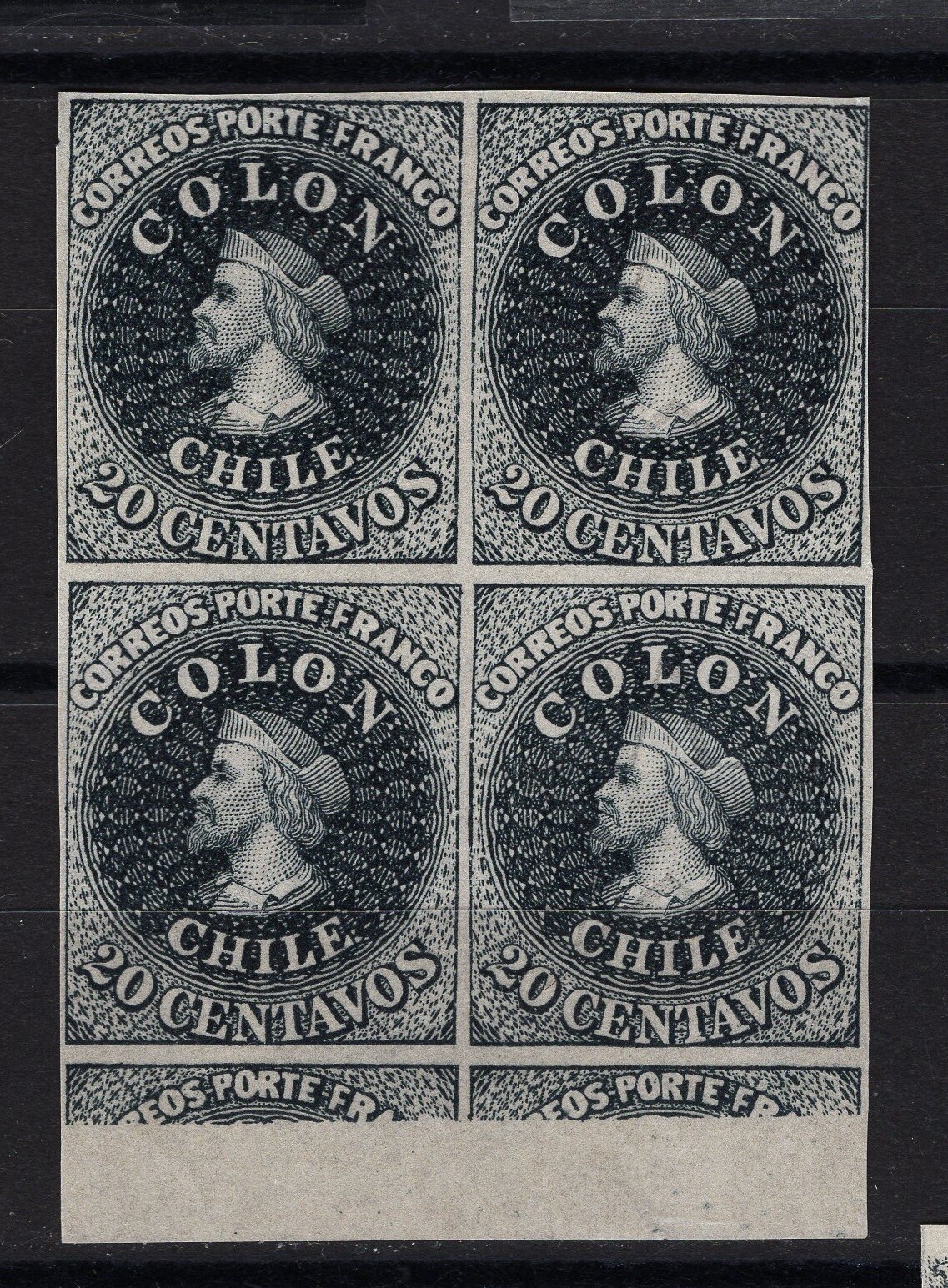 CHILE 1910 Hahn half watermarked half unwatermarked X-RARE wmk. star dark gray
