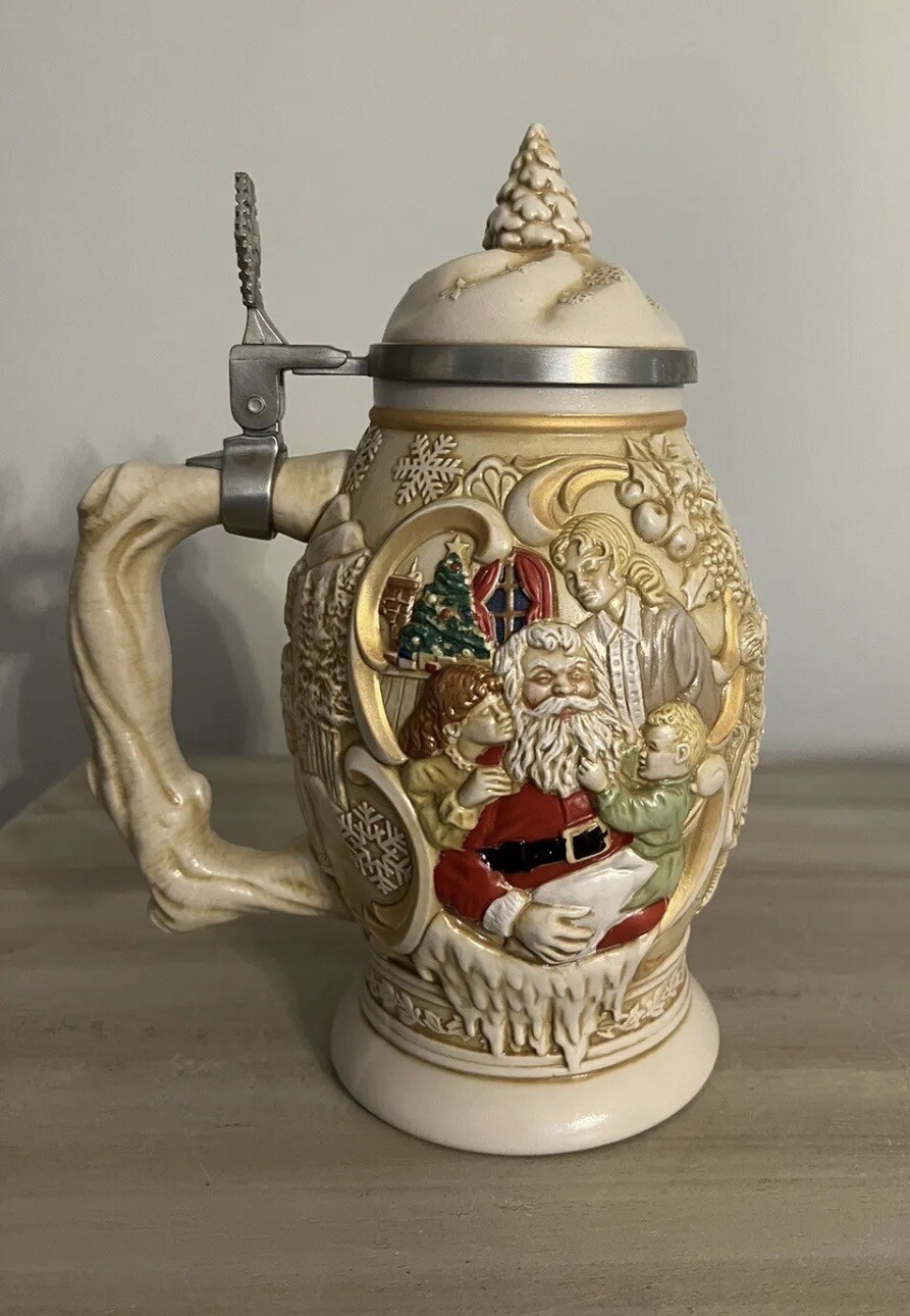 1994 Avon Collectible Beer Stein Tankard Painted Father Christmas Santa Claus