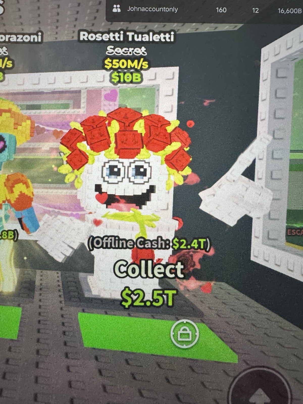 Rosetti Tualetti Secret Game Item $50M/s $10B Offline Cash $2.4T