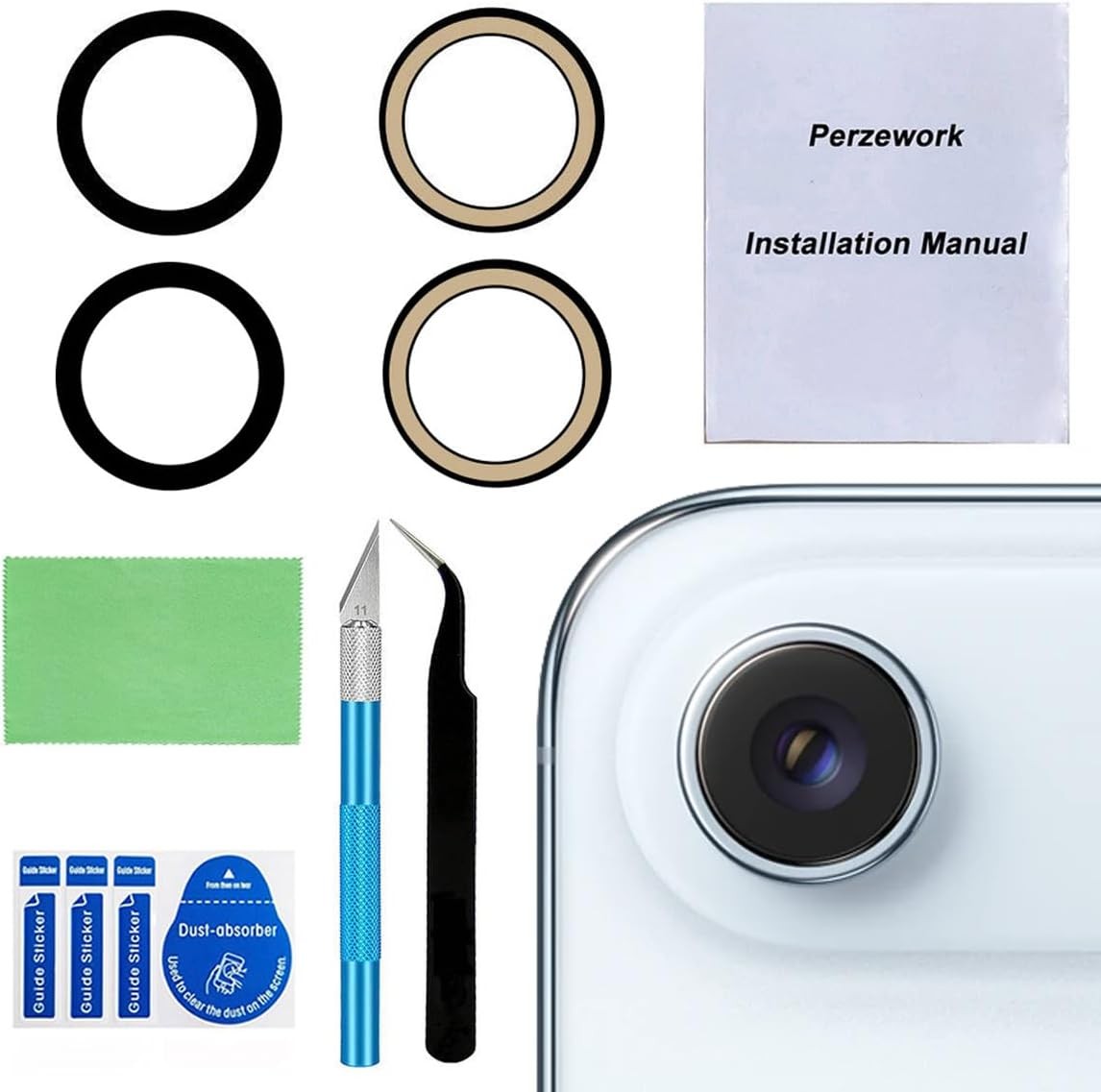 2 Sets Back Rear Camera Lens Glass Replacement Compatible with iPhone 17 Air