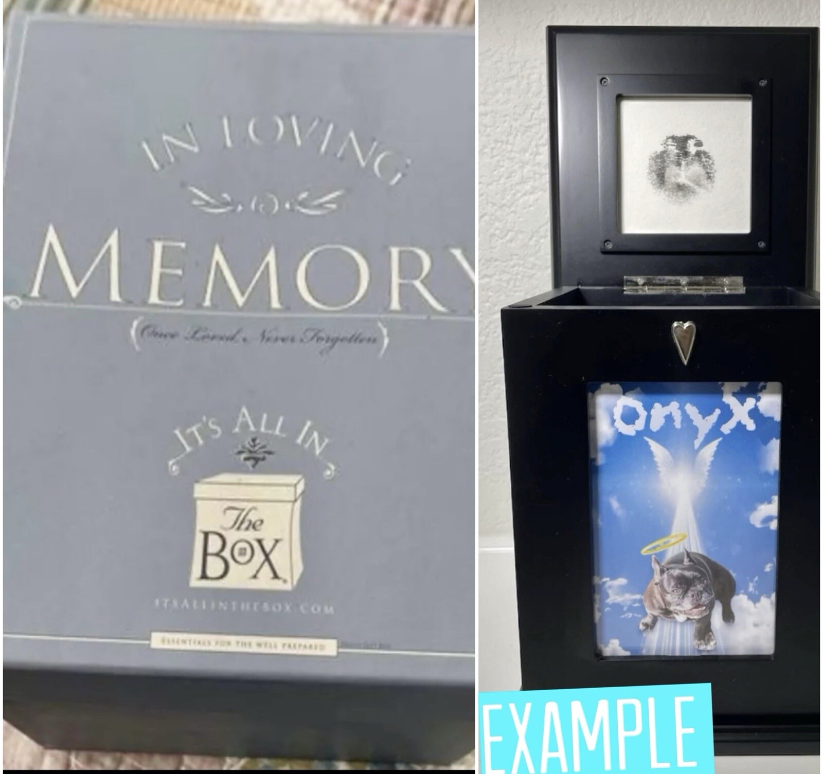 4x6 Photo In-Loving Memory Memorial Keepsake Box/Urn Frame NEW Never Used *READ*