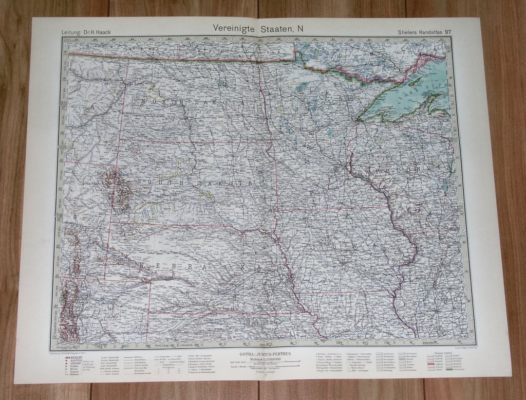 1932 ORIGINAL VINTAGE MAP OF MINNESOTA NORTH SOUTH DAKOTA NEBRASKA IOWA 