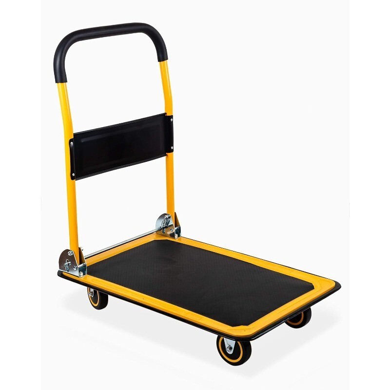 Foldable Platform Truck Push Dolly 330 lb Weight Capacity Black and Yellow
