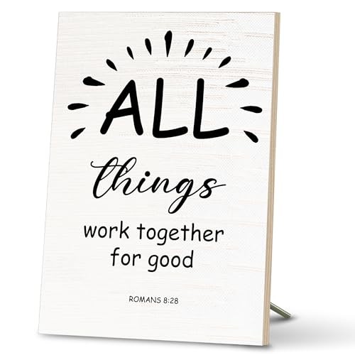 All Things Work Together For Good Wooden Sign Desk Decor, Christian white-2