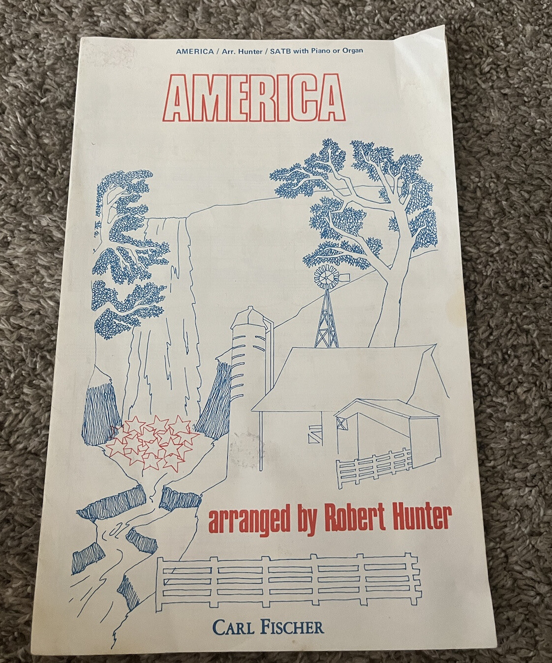 America SATB Piano Organ Robert Hunter Carl Fischer Vintage Sheet Music