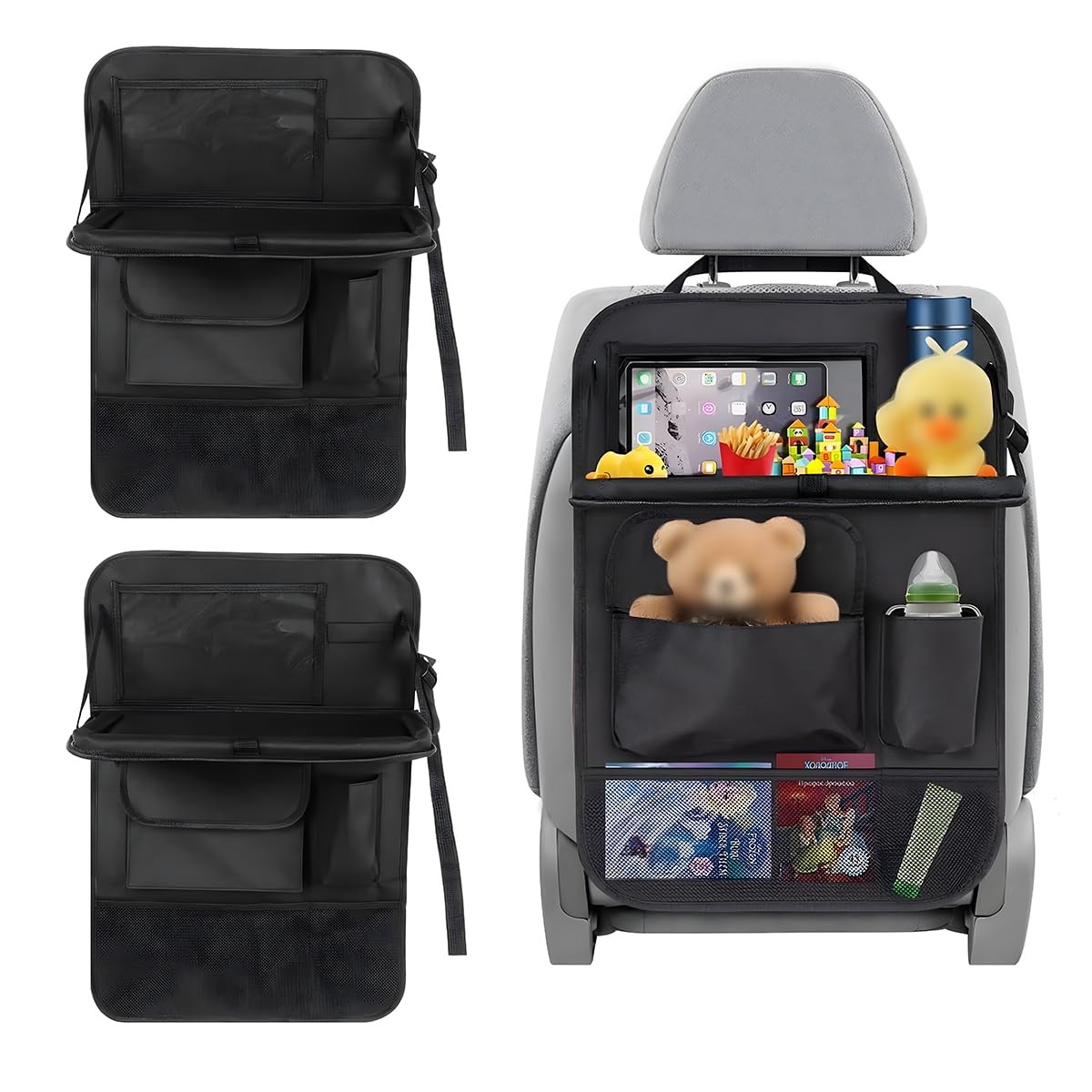 Gasedin 2PCS Car Backseat Organizer, Waterproof Practical Back Seat Black 