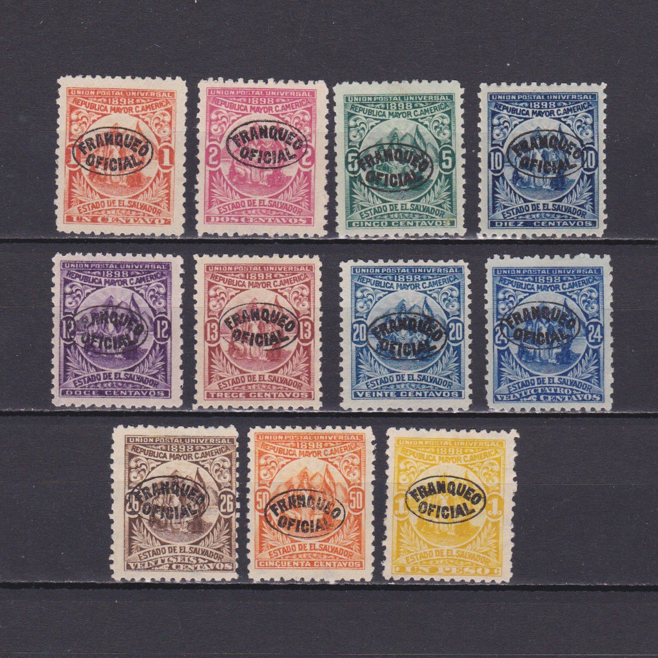 EL SALVADOR 1898, Sc# O129-O140, Official stamps, part set, MH/NG