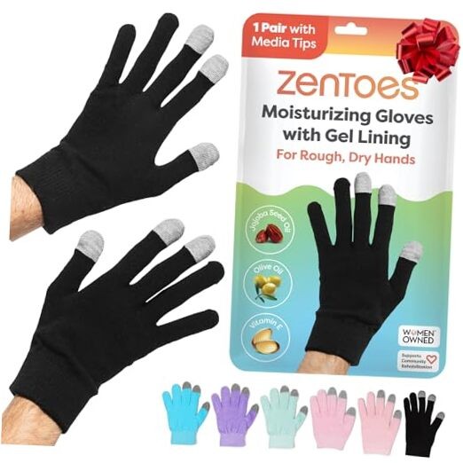  Moisturizing Gloves for Dry Hands, Gel Large Cotton Black With Media Tips