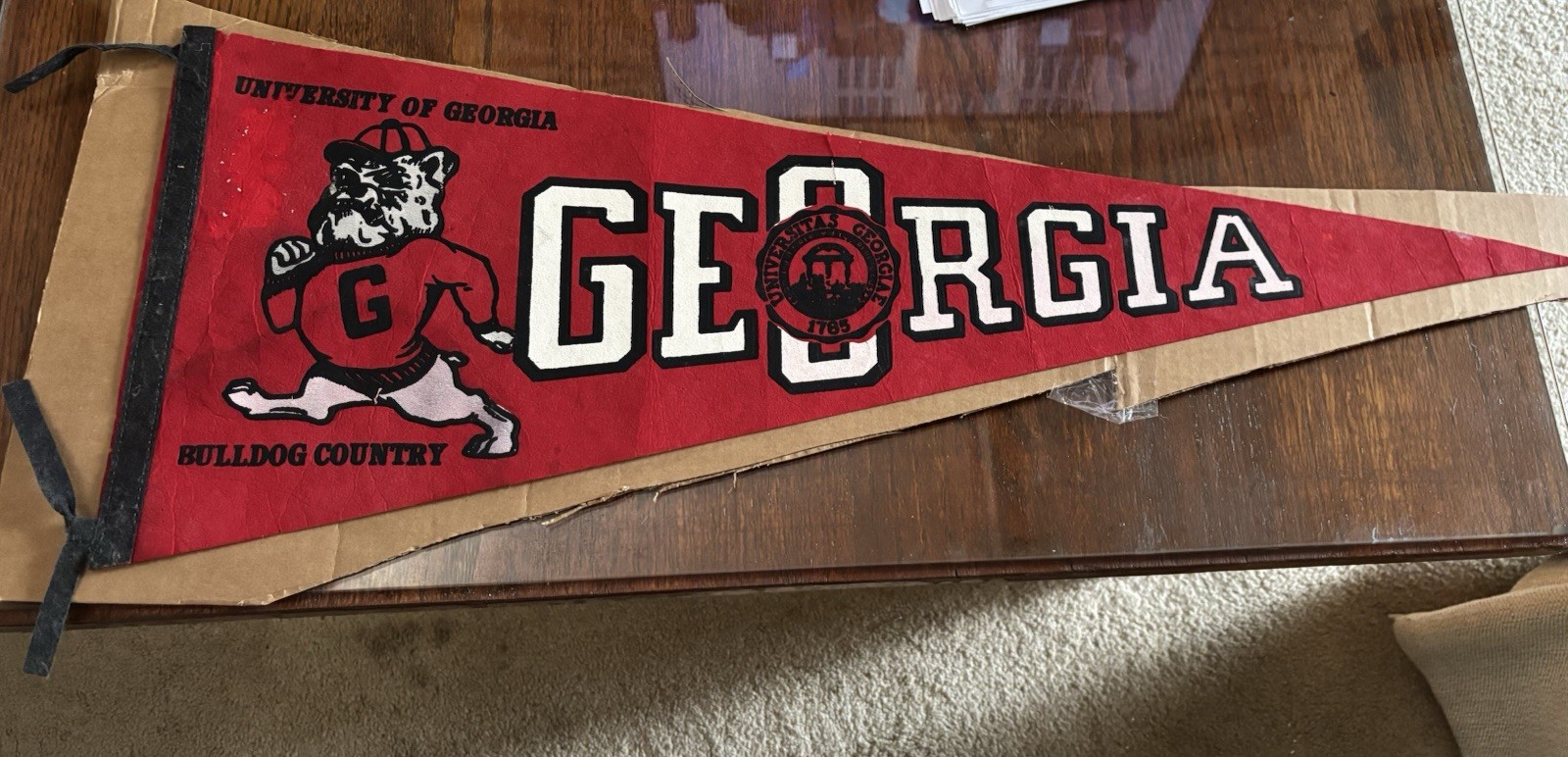 Vintage Felt Pennant University of Georgia Strutting Bulldog