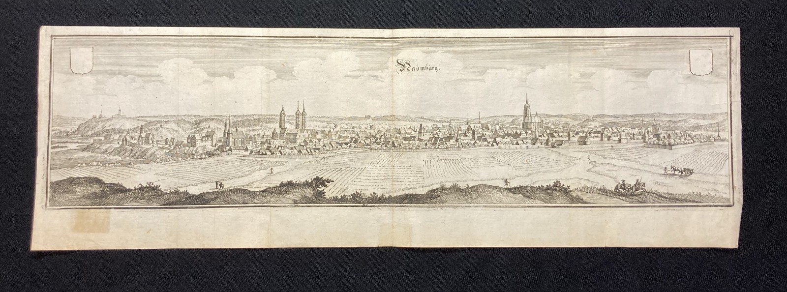Merian copperplate map of Naumburg in Saxony-Anhalt around 1650 16x52cm