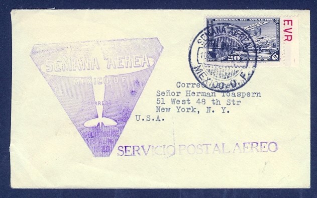 MEXICO/USA DEC 10 1929 FFC w/CACHET