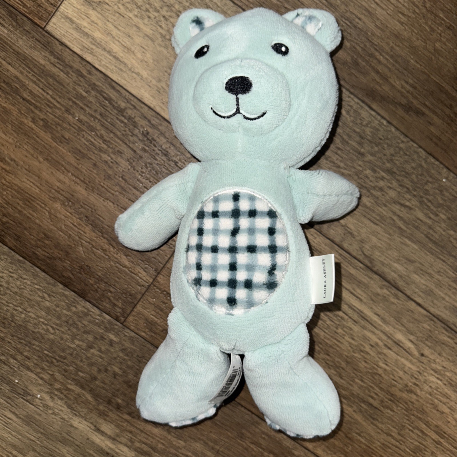 Laura Ashley Blencow Sprig Bear Teddy Plush Blue Green Plaid 12"