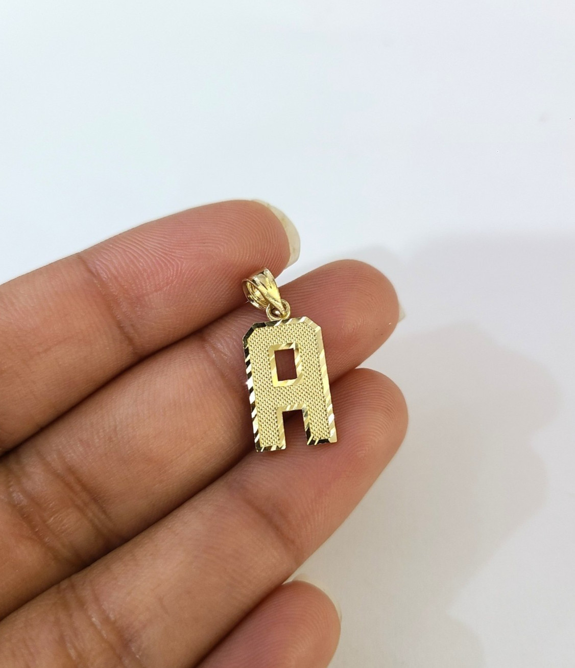 10K Yellow Gold A Initial Charm Pendant Alphabet Real 10kt Men Women