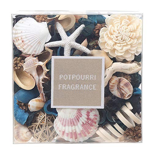  Seashell Potpourri Dried Flowers, Ocean Breeze Scented Potpourri Bowl Blue