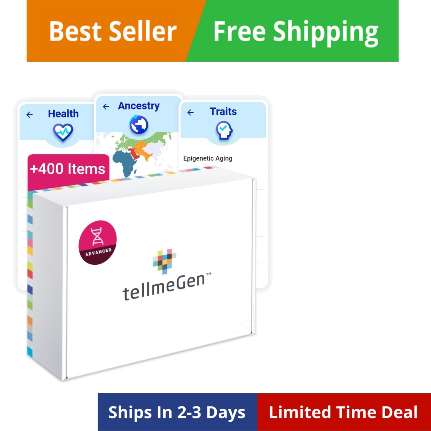 Advanced DNA  Kit, Genetic Analysis on Health Predispositions, Ancestry, Trai...