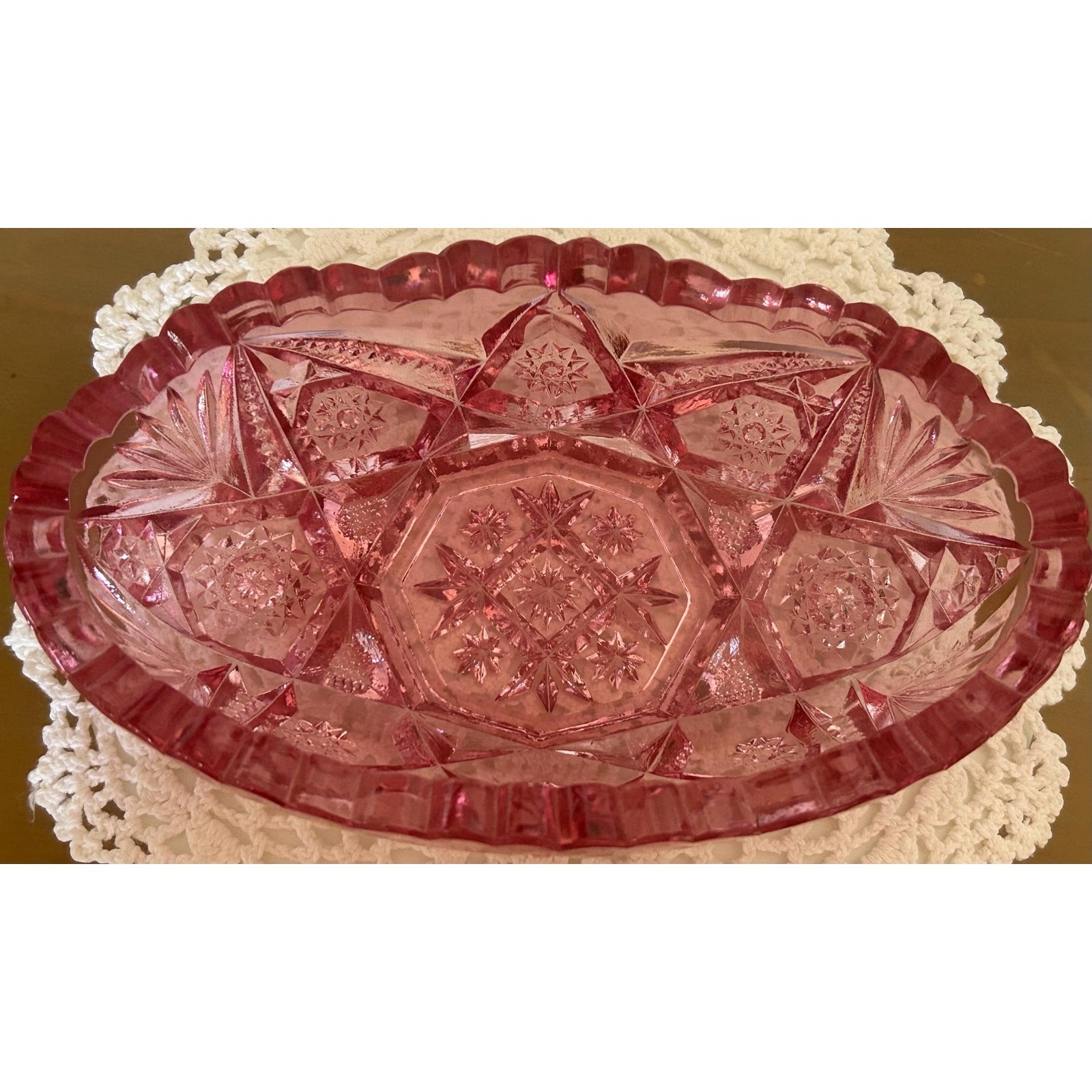 Vintage Imperial Pink Glass Small Oval Dish