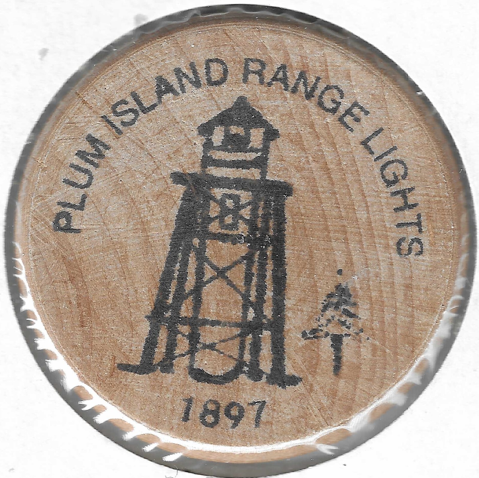 Plum Island Range Lights, Penn-Ohio Wooden Money Collector, Wooden Nickel