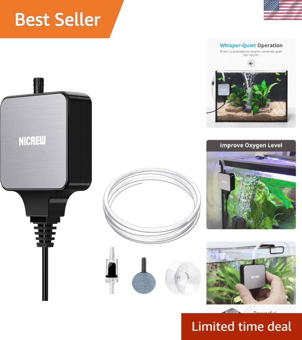 Super Quiet Air Pump for Fish Tanks – Complete Kit for 10-Gallon Aquariums