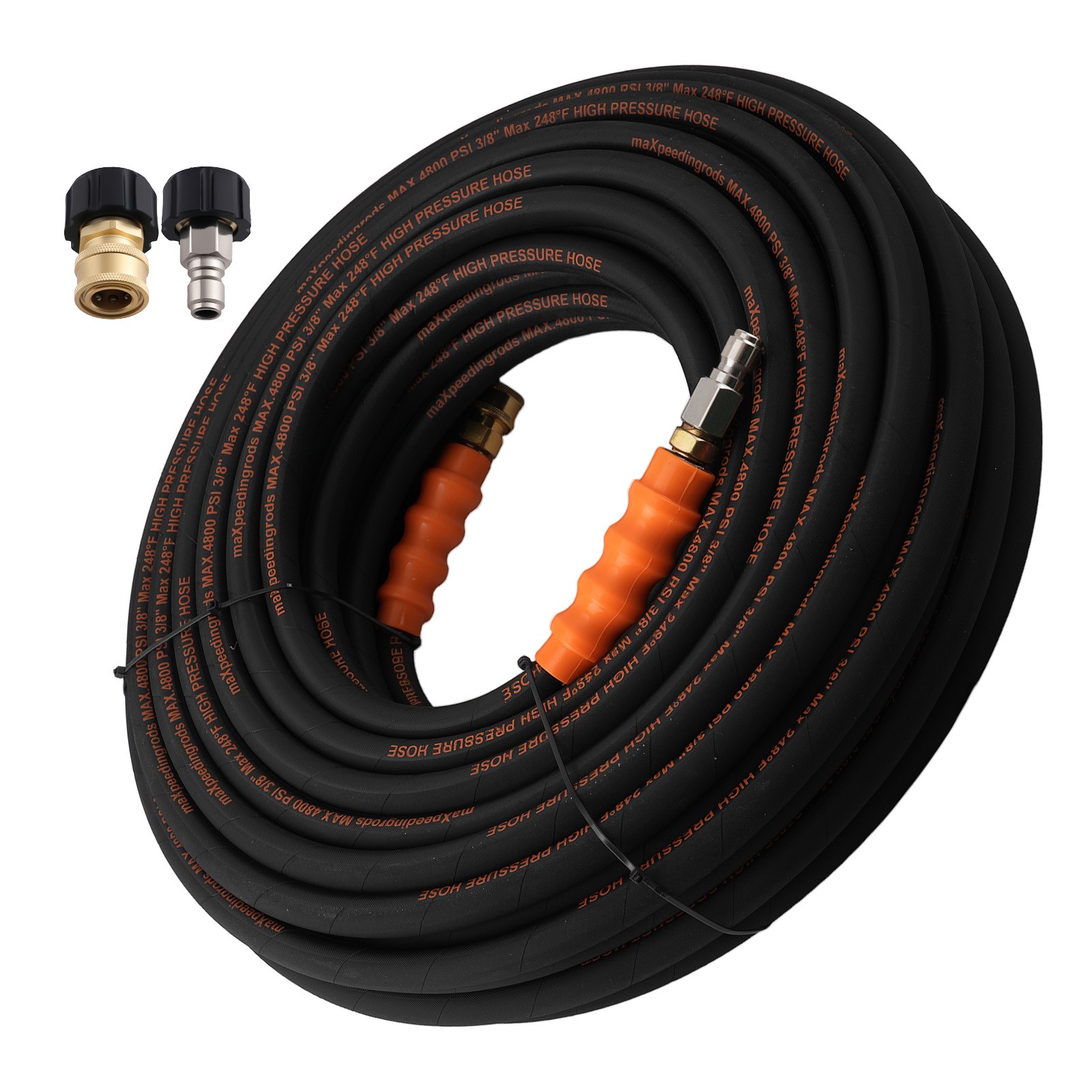 125FT 3/8" Pressure Washer Hose 4500PSI Steel Wire Braided Hose Swivel Adapter