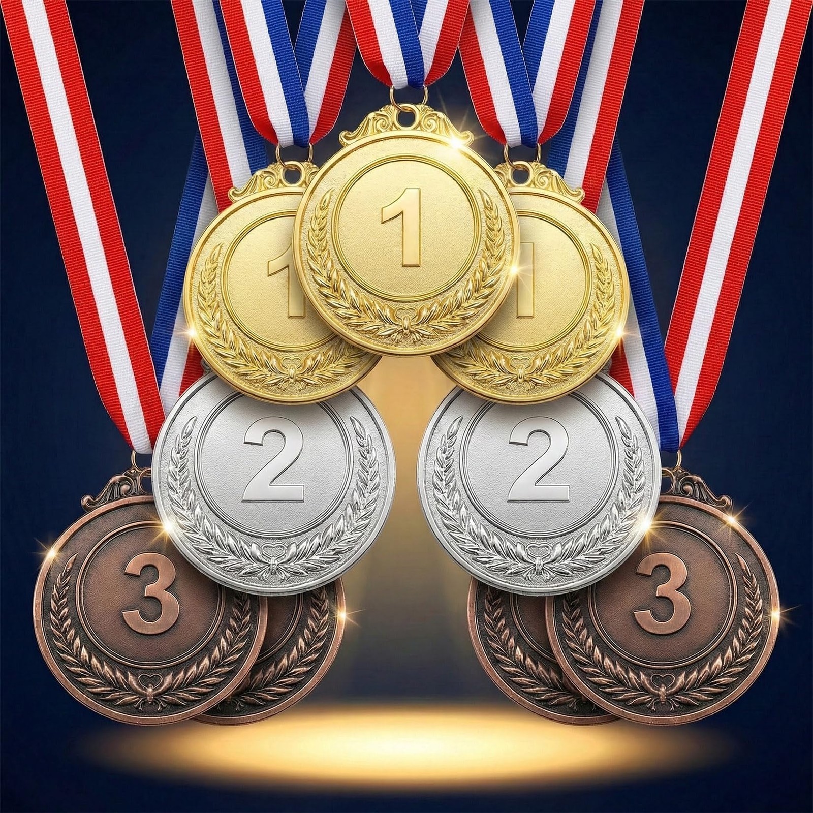 RAINFLOW 9PCS Gold Silver Bronze Award Medals with Neck Ribbon, 1st 2nd 3rd... 