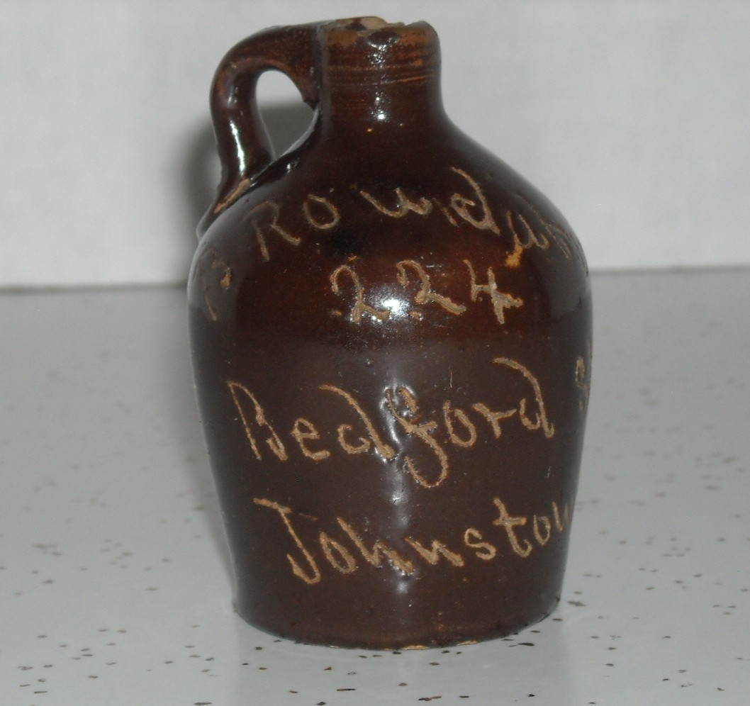 "B. Roudabush - Johnstown" Miniature Advertising Stoneware Mini Jug IL/IN/OH/PA