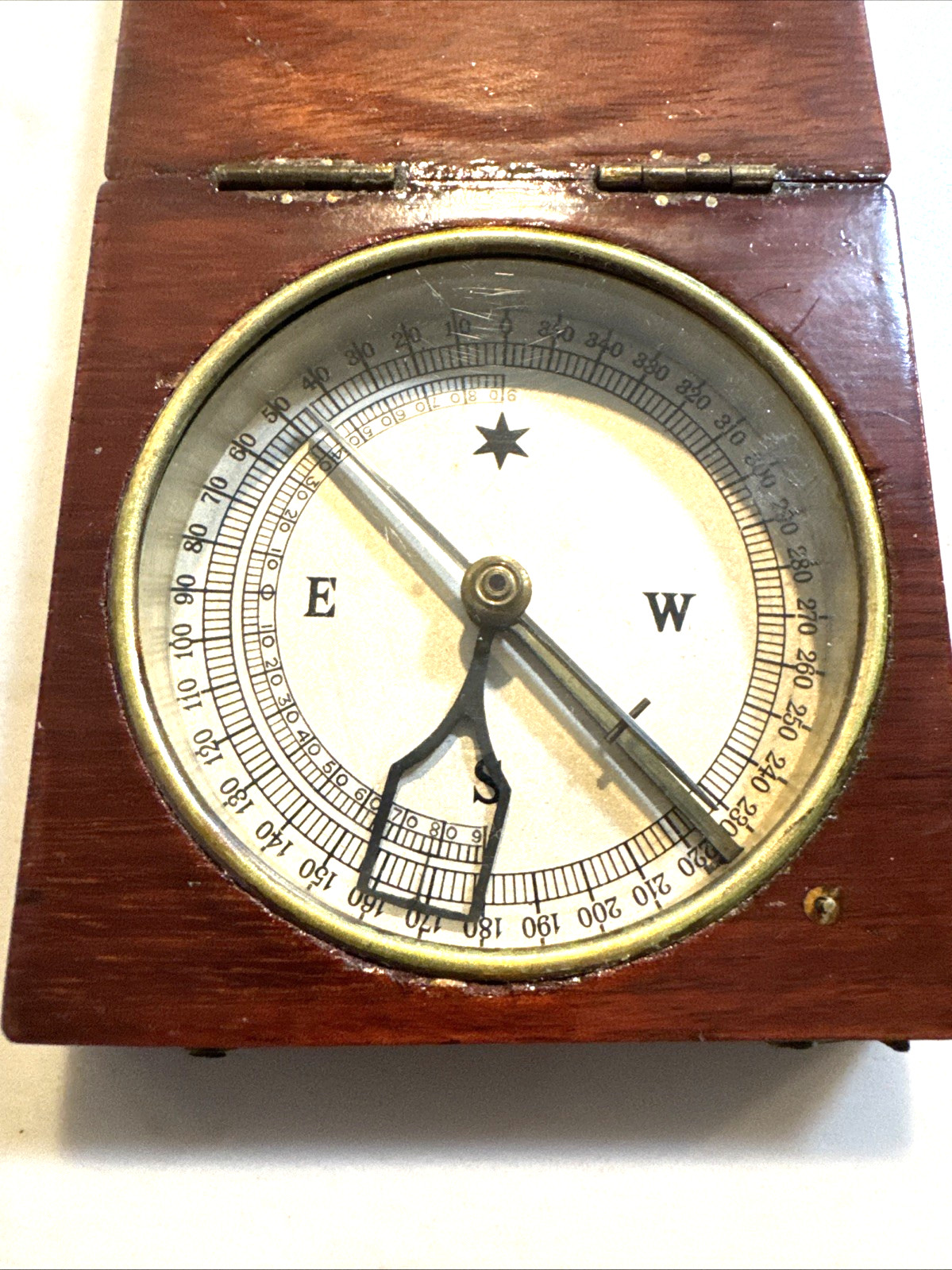 Victorian Unsigned Mahogany Cased Pocket Compass Made In London