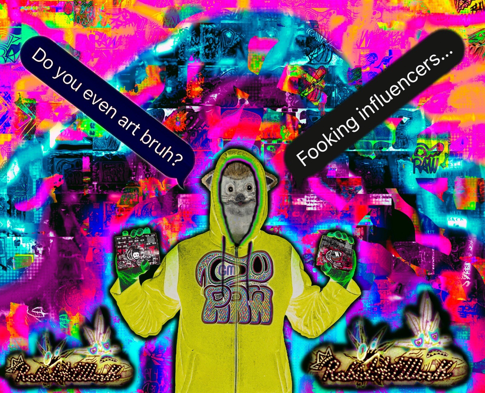 RAW HEADs #137 FuzzyNuts 1of1 Digital Street Art Brut by RabidArtWork