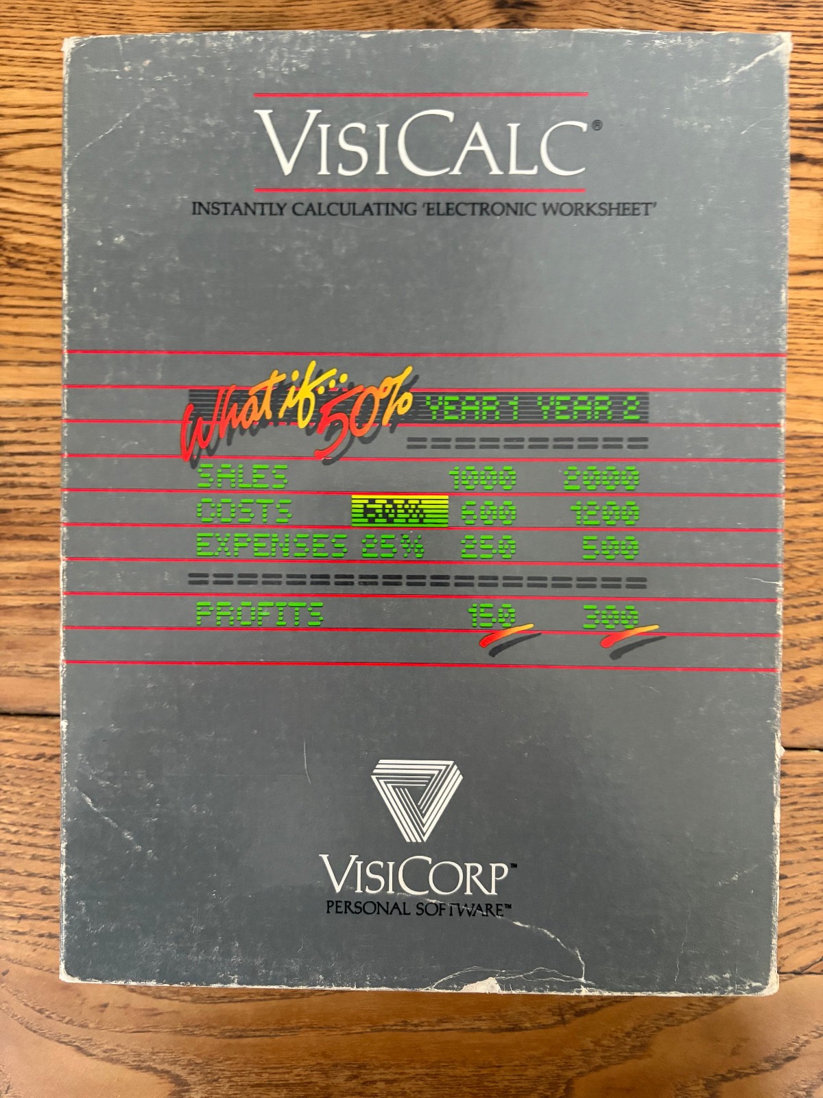VisiCalc Spreadsheet Software for Apple II /II Plus 5 1/4" Floppy Manual and Box