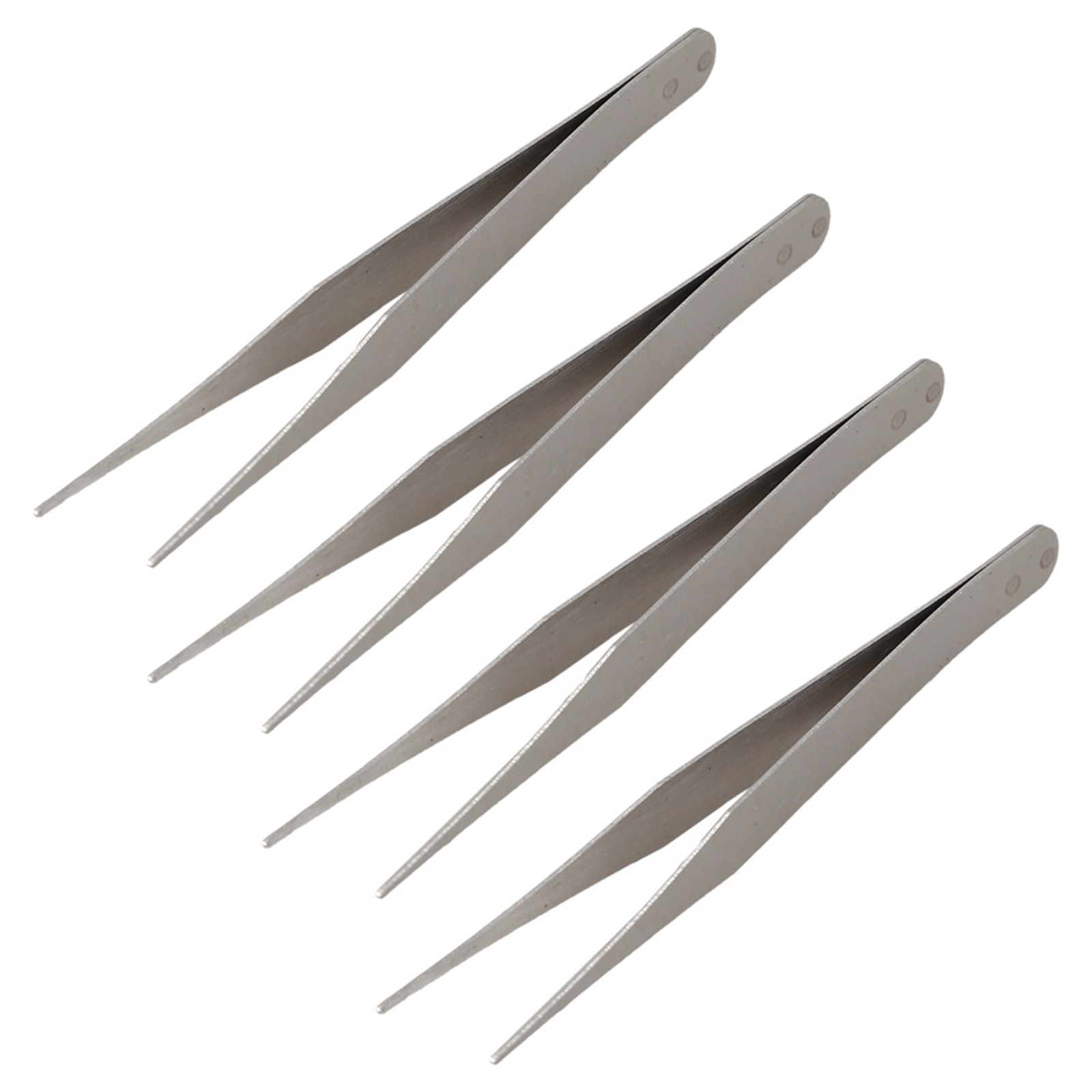 4X Fine Point Silver Tone Pointy Straight Tweezers 4 1/2 Inch X3L85663