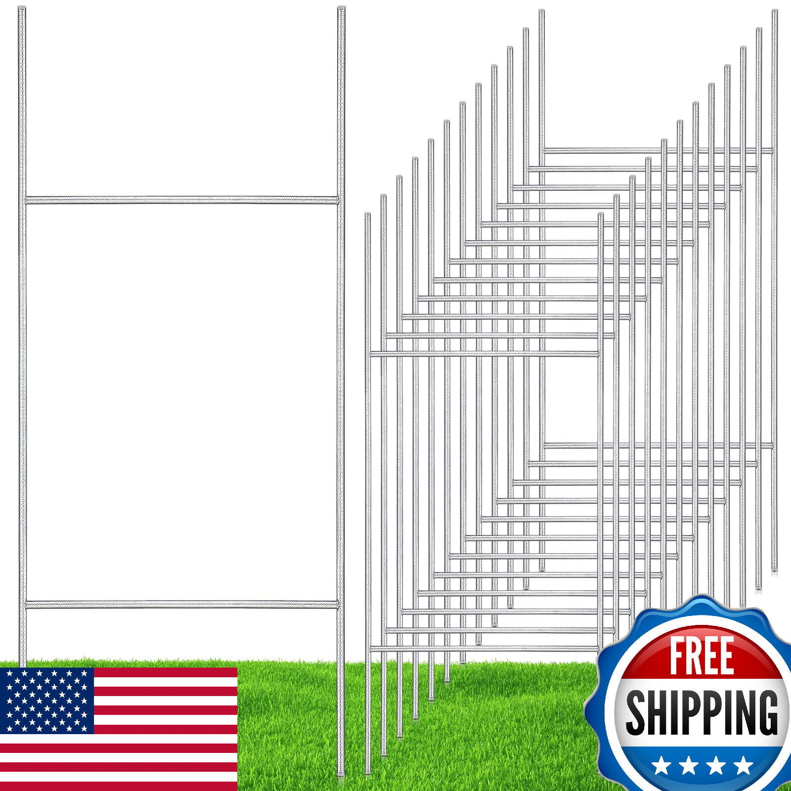 Therwen 12 Pcs H Stakes for Yard Signs 30"x10" Metal Heavy Duty H Frame Wire