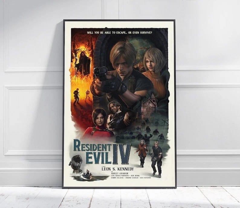 Resident Evil 4 Remake Poster – Survival Horror Video Game Wall Art Print