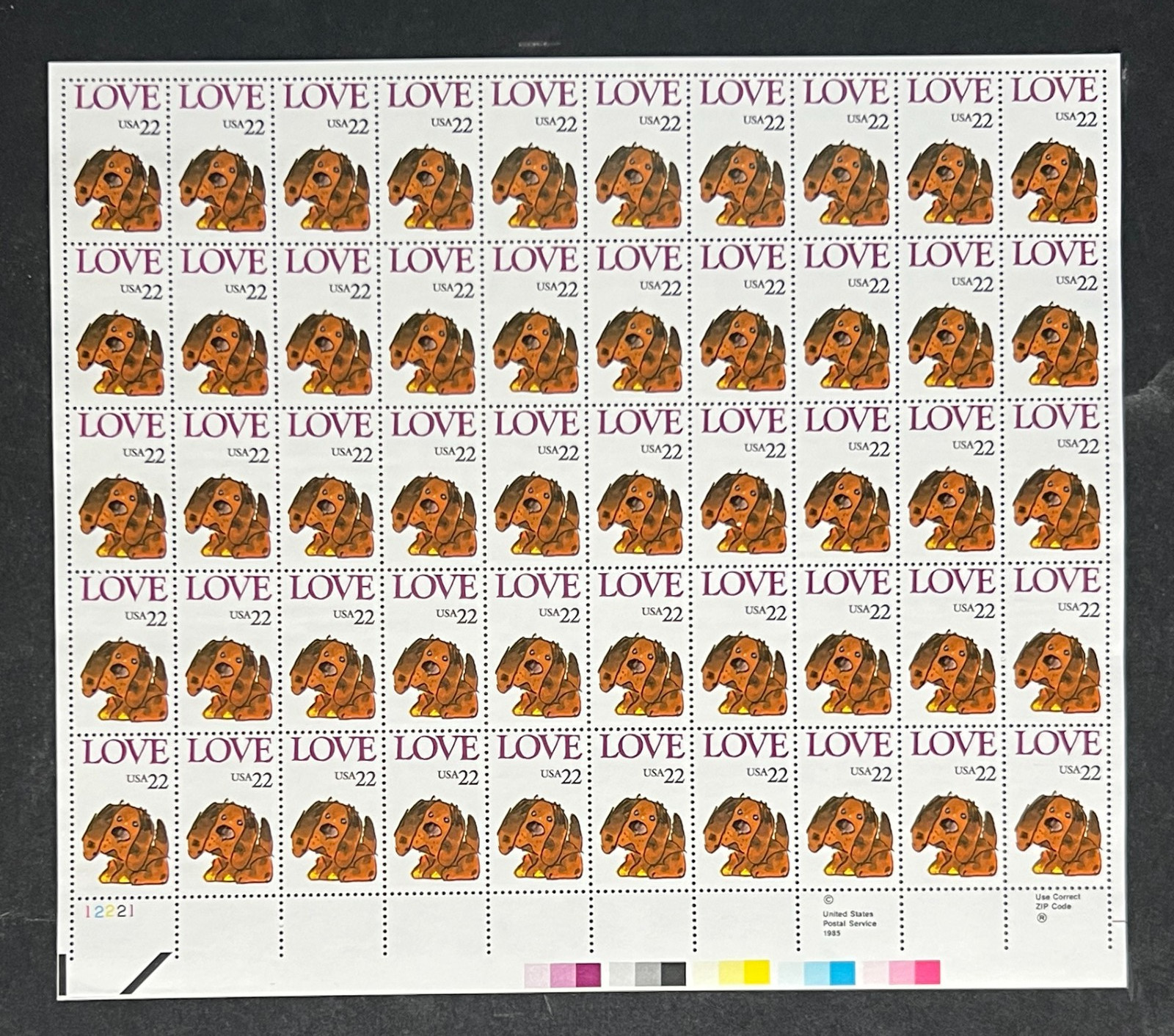 US 2202 Mint Sheet (MNH) Love Puppy 22-Cent 1986 ZAYIX