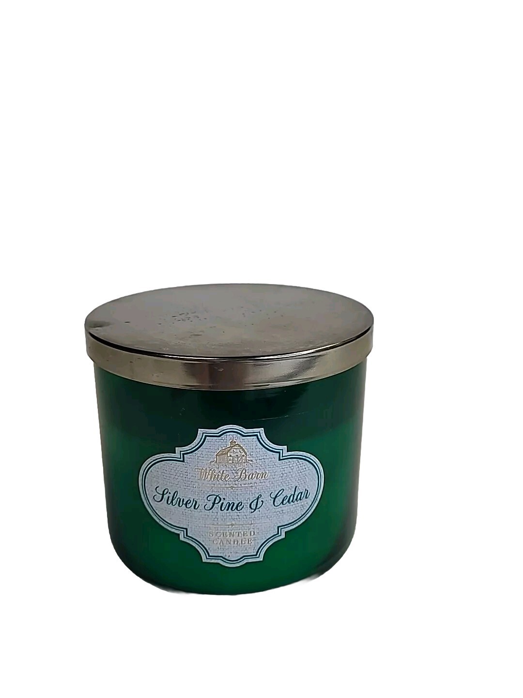 Bath Body Works White Barn SILVER PINE & CEDAR 3-wick Candle, 14.5 oz Used