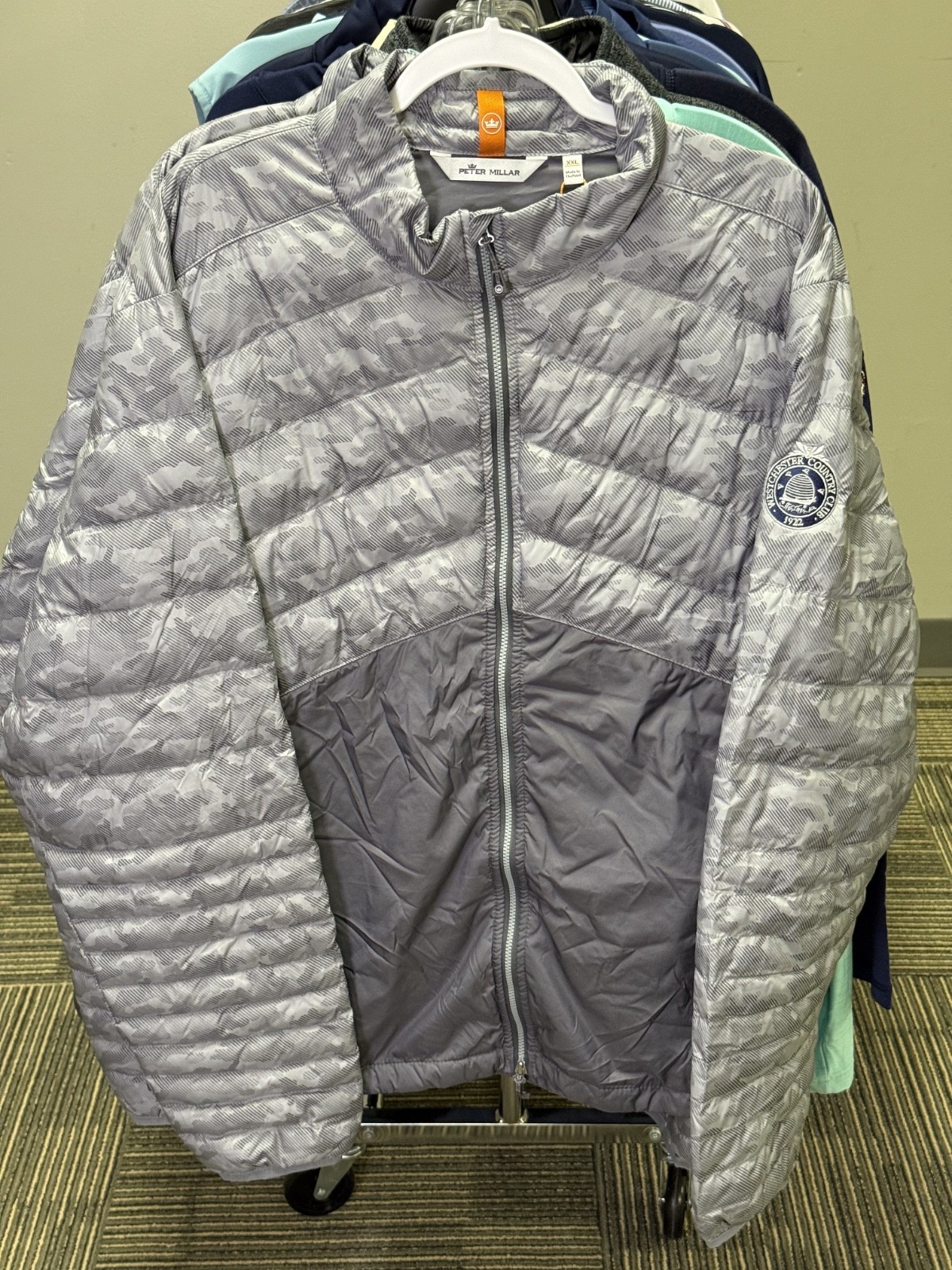 NWT MEN'S PETER MILLAR PUFFER JACKET, SIZE: 2XL, COLOR: GRAY CAMO (M10.19)