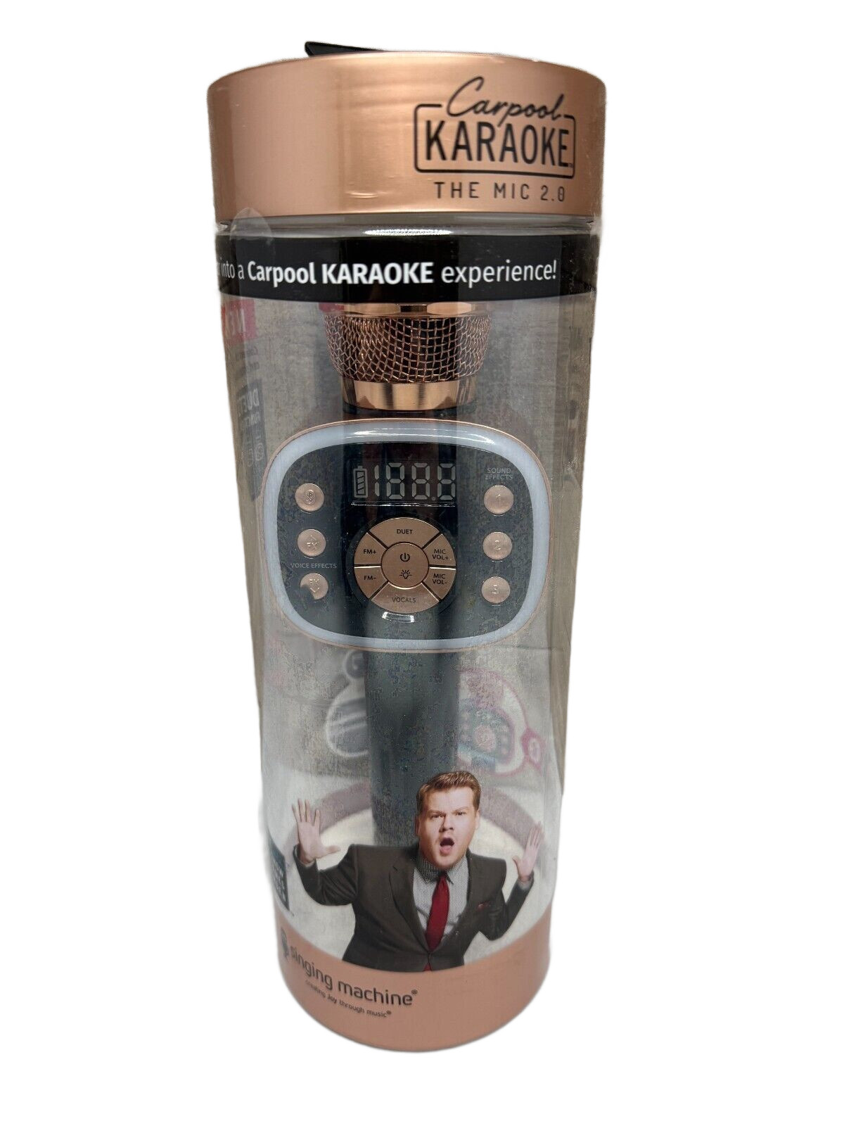 Singing Machine Carpool Karaoke Mic 2.0 - Black/Gold