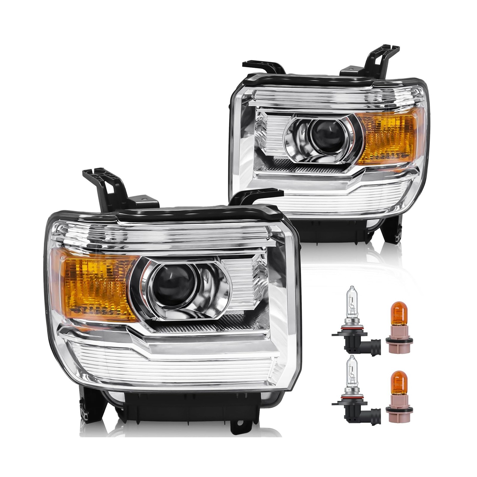Headlight Assembly Compatible with GMC Sierra 2014-2018 1500 | 2015-2019 2500...