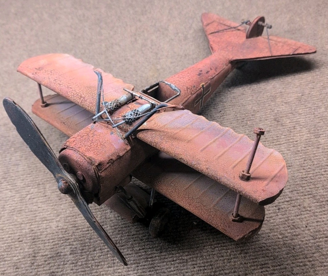 Vintage Metal Art Airplane Sculpture Industrial Brutalist steampunk Japan 1990's
