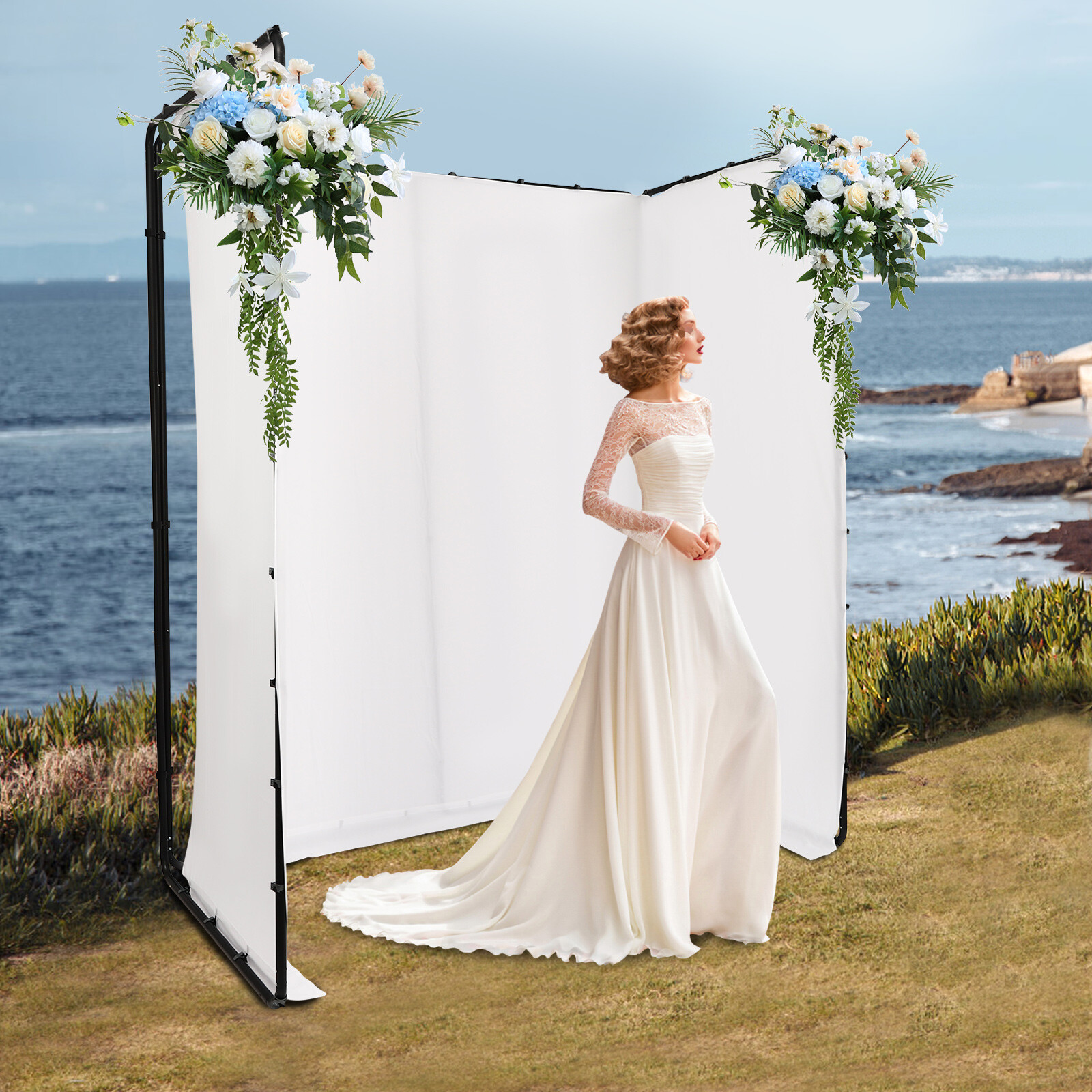 White Photography Background Decor Backdrop Stand Foldable 4*2.4m Modern