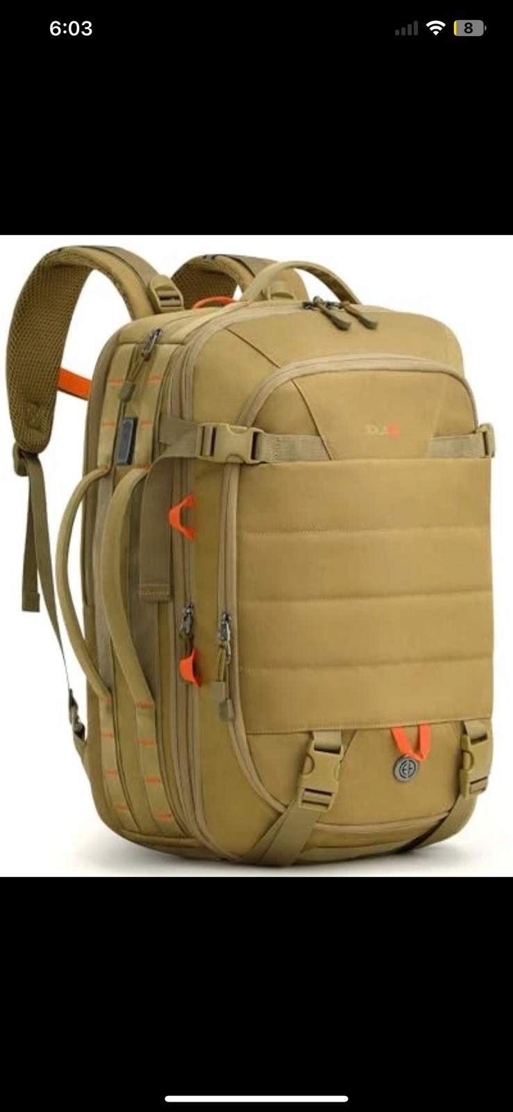  Carry on Travel Backpack, TSA Friendly Flight Approved Laptop Backpack Khaki