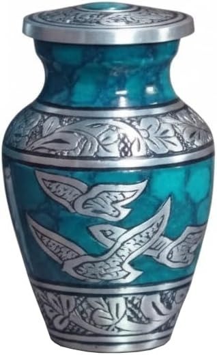 At Peace Memorials Dove Teal Keepsake Urn for Ashes